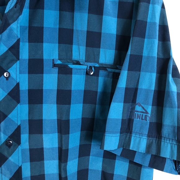 McKINLEY Black and Blue Checkered Plaid Short Sleeve Button Up Shirt  XX-Large - Picture 4 of 7